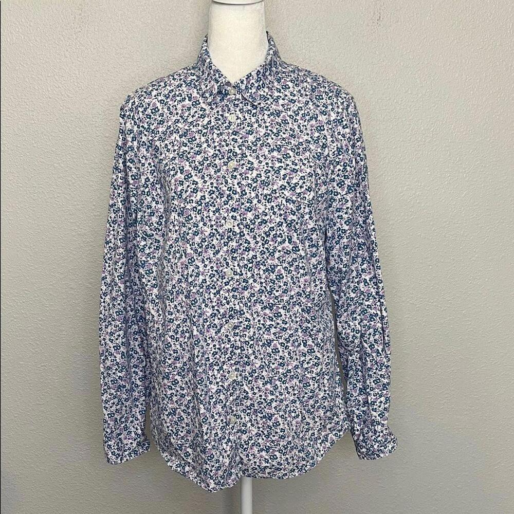 JCrew Factory Floral Button Down Shirt Blue/Purple Size Medium